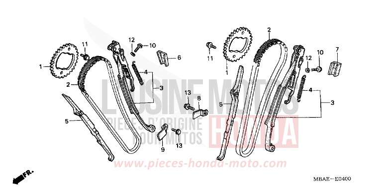CAM CHAIN/TENSIONER for Shadow Aero NOIR (NH1X) from 2000